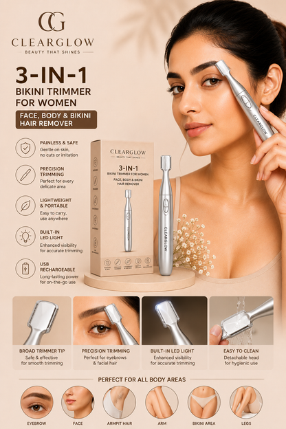 3-in-1 Trimmer for Women - Face, Body & Bikini Hair Remover